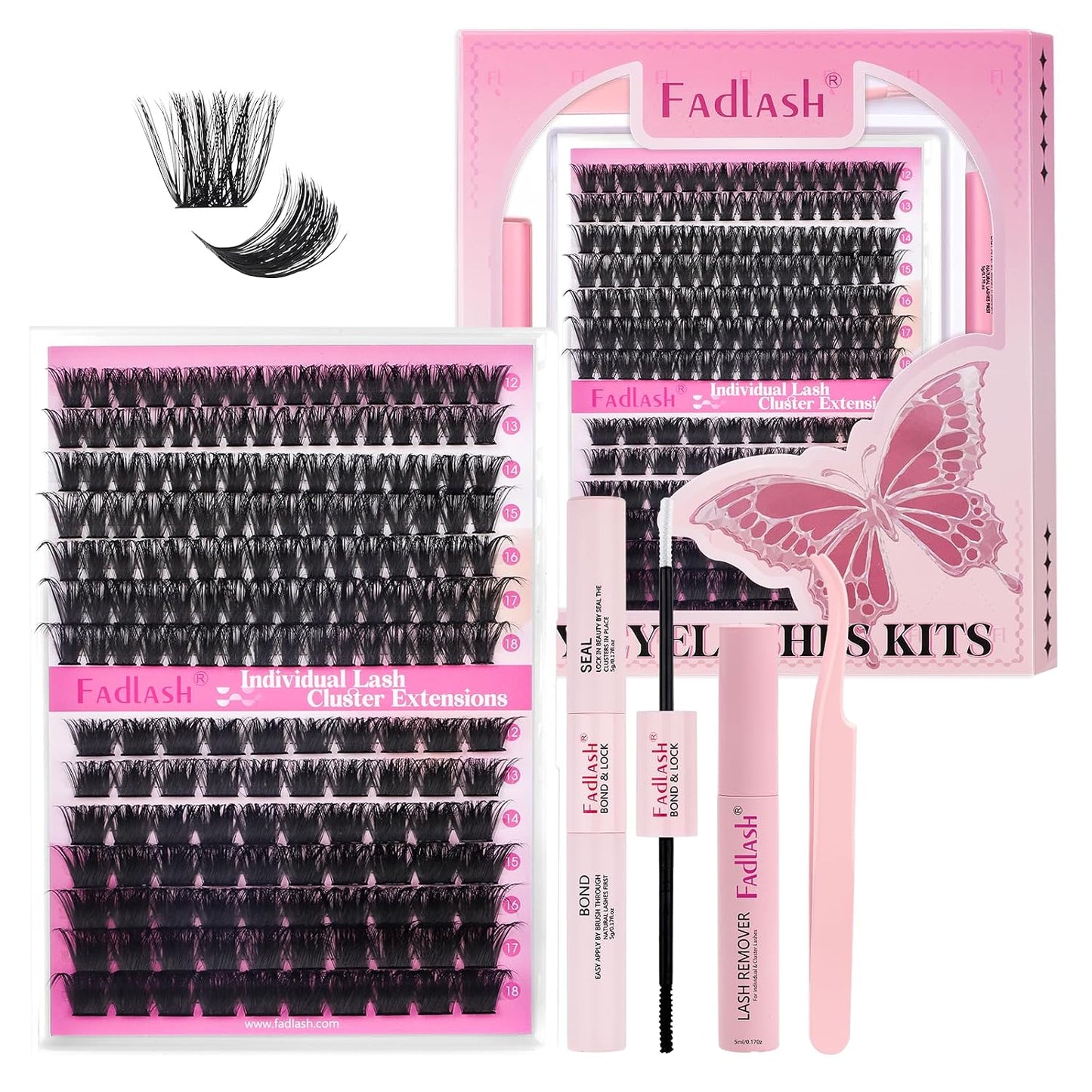 Cluster Lashes - D Curl Wispy Individual Eyelash Extensions for Natural Look | Reusable Fluffy DIY Kit (12-18mm Mix)