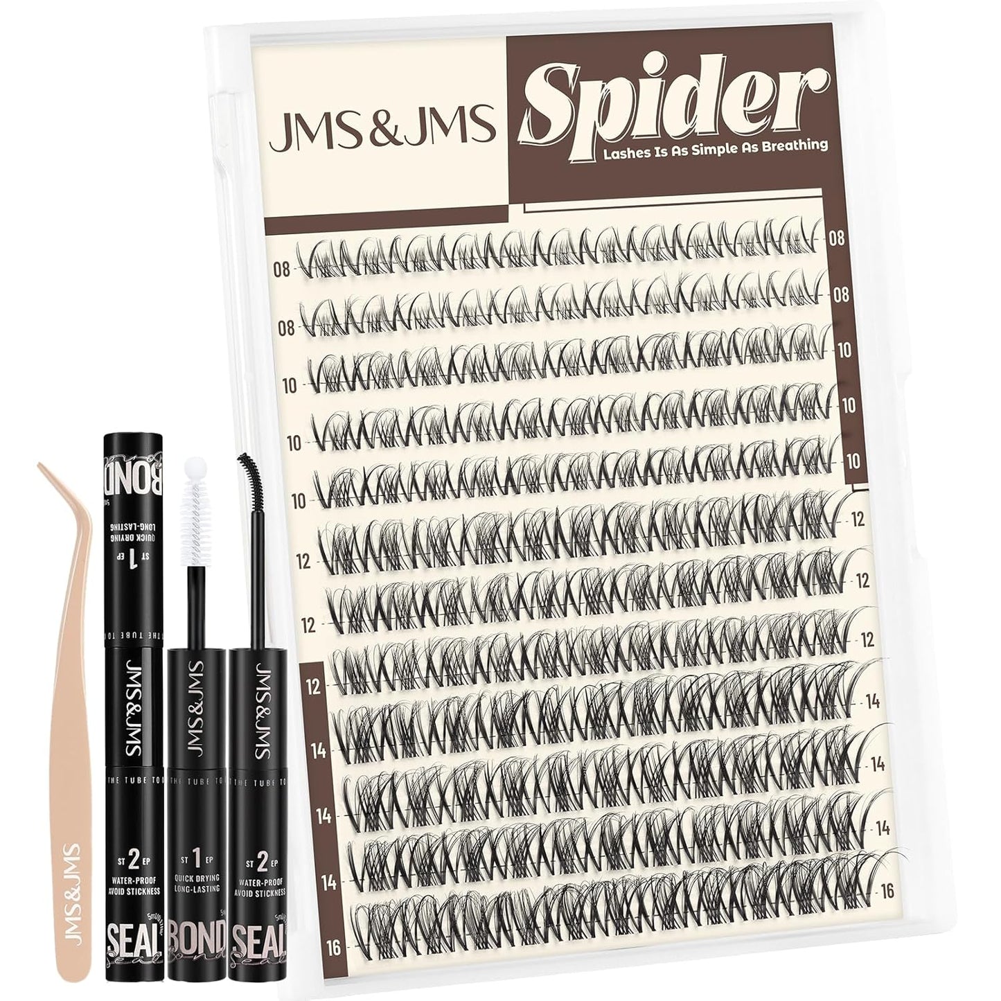 Fairy Lash Clusters Kit - Natural Invisible Band Manga Lashes | Eyelash Applicator & Bond for Beginners (Fairy-8-18mix)