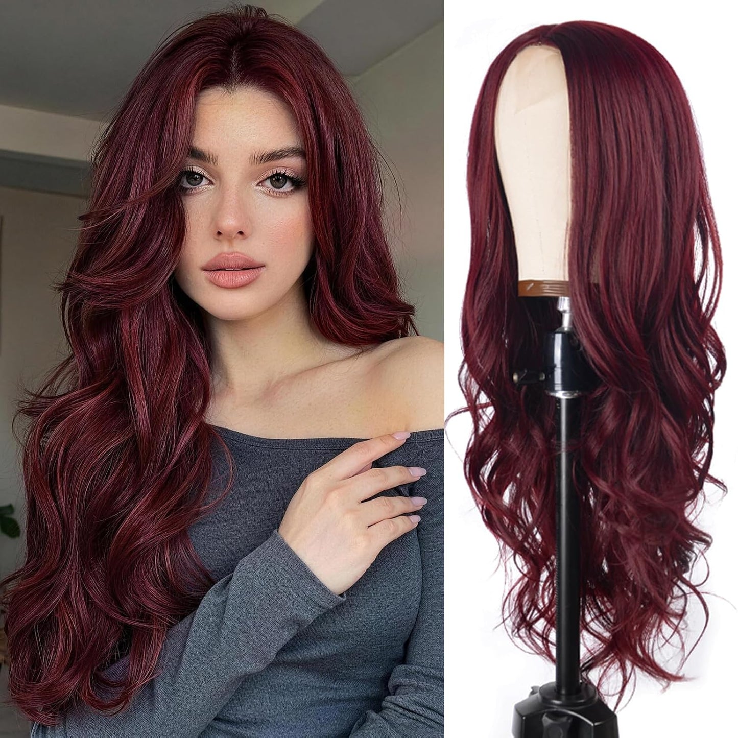 Long Wave Black Wig for Women - 26-Inch Heat Resistant Synthetic Hair | Natural Look for Daily Wear