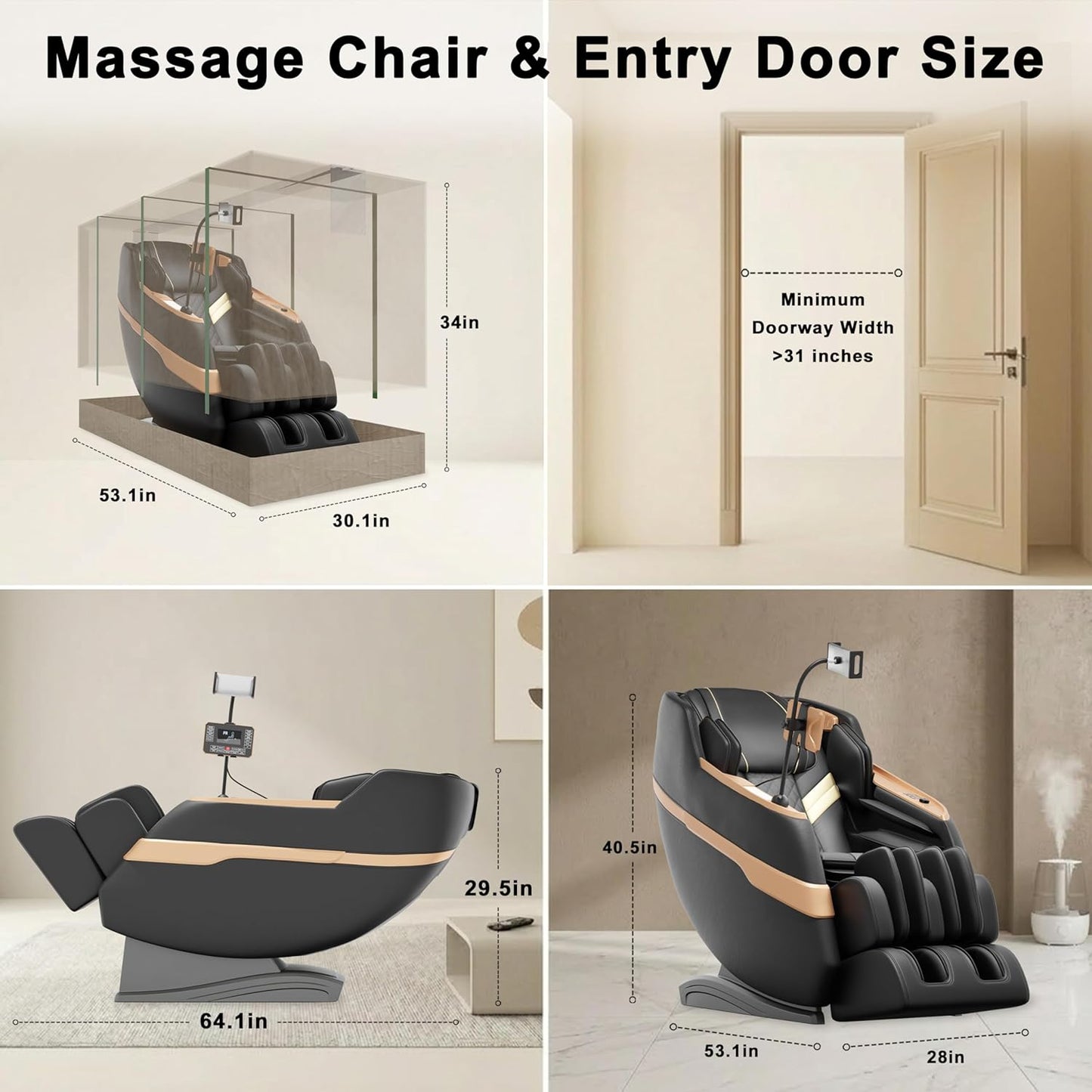 Full Body Massage Chair - Zero Gravity Recliner with Airbag Massage & Heating | AI Voice Control, Automatic Footrest