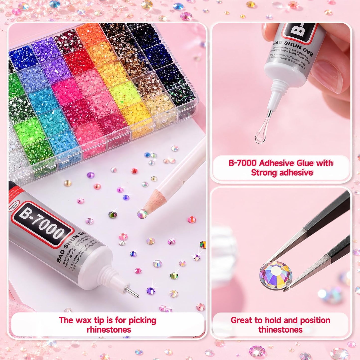 40000 Pcs 40 Colors Bedazzling Kit with Rhinestones, Resin Jelly Rhinestones for Bedazzled Kits, Multicolor Gem Bedazzler Kit for Crafting, DIY Arts, Nail Art, Shoe, Book