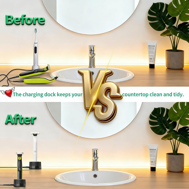 Wall Mount Charger Dock/Shaver Holder Compatible with Philips OneBlade (Cable Not Included)