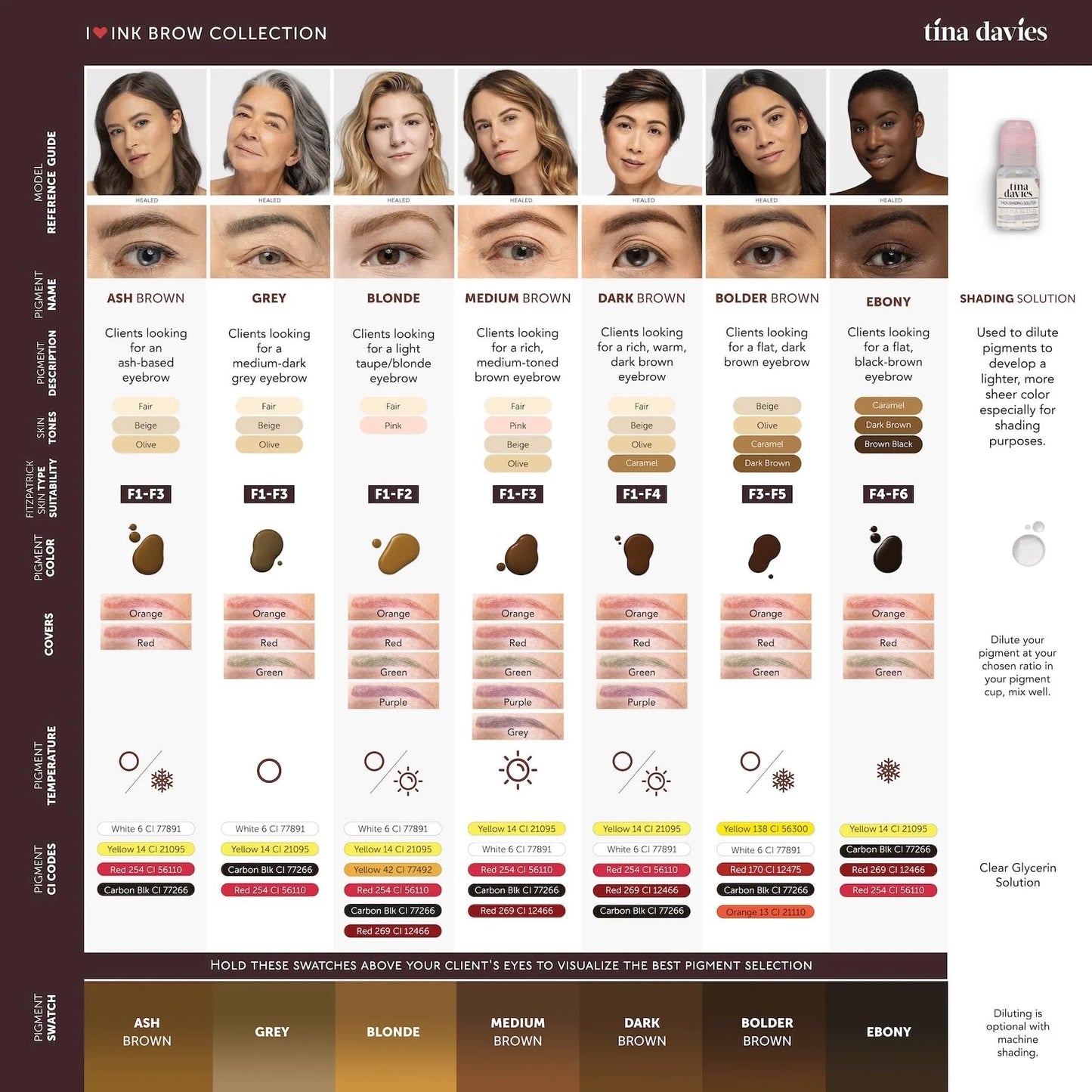 Tina Davies Professional X Perma Blend Brow Pigment - Permanent Eyebrow Makeup - Colours Heal True to Tone - High Retention - Grey, 1/2oz