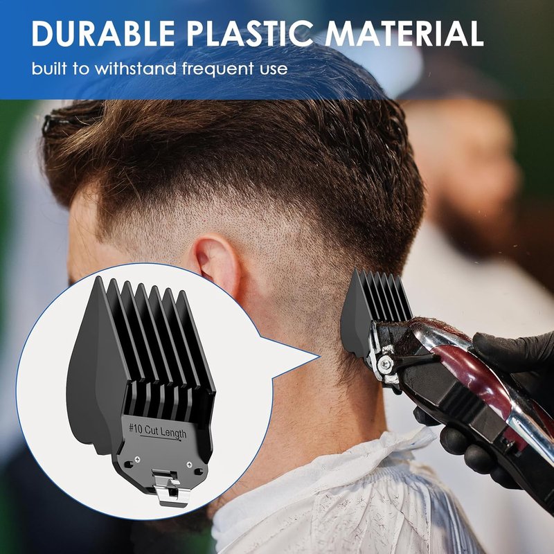 Clipper Guards Set - Hair Clipper Guards with Metal Clip | 6 Cutting Lengths for Wahl Clippers (Black)