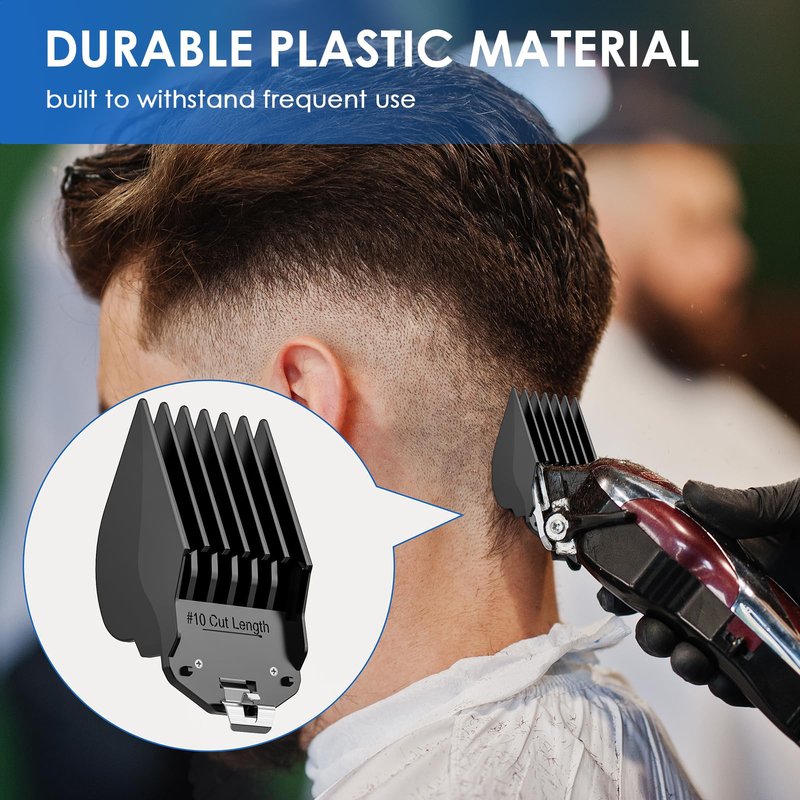 Clipper Guards Set, Hair Clipper Guards with Metal Clip, 6 Cutting Lengths 1.25"/1.5"/1.75"/2"/2.25"/2.5", Fits Most Cordless/Cord Wahl Clippers (Black, 10 12 14 16 18 20)