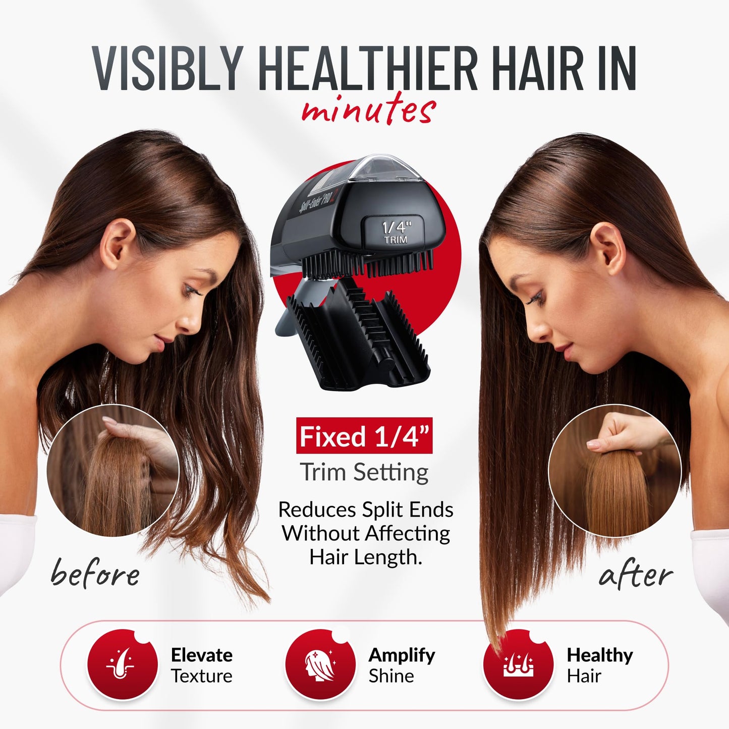 Split-Ender PRO - Original Professional Beauty Tool - Cordless Split End Hair Trimmer for Damaged, Dry, Brittle, Frizzy, Curly or Straight Hair