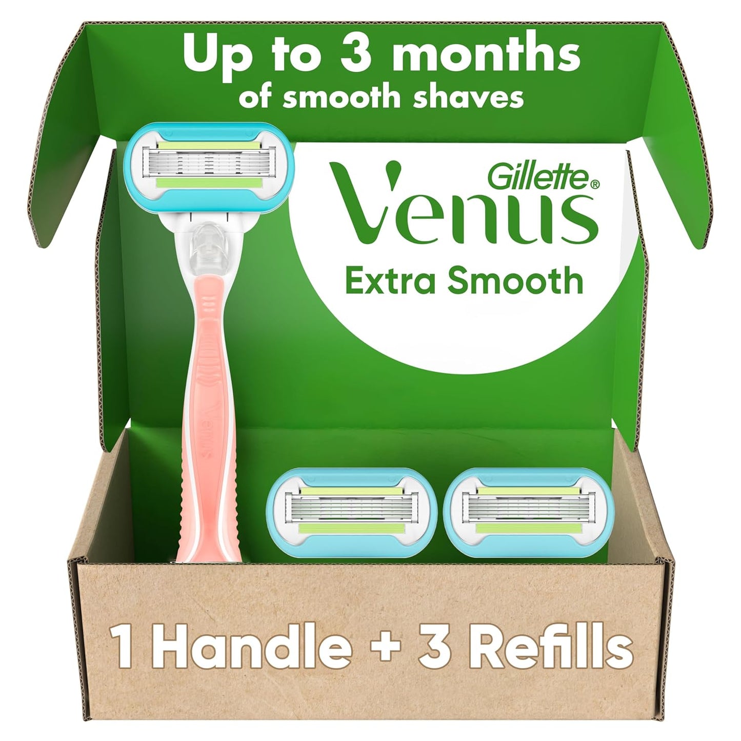Gillette Venus Extra Smooth Women's Razor Handle - 3 Blade Refills | Pink