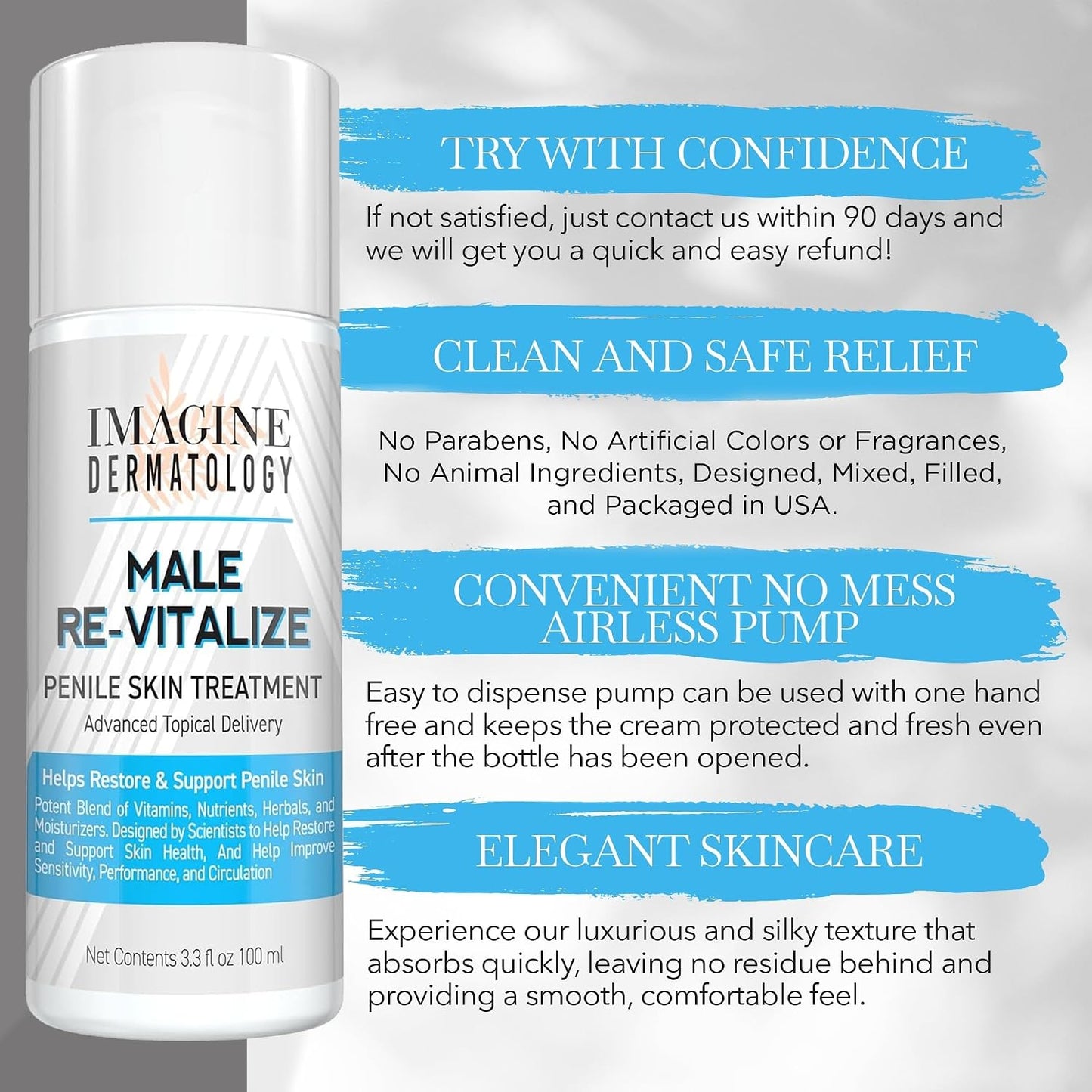Male Re-Vitalize Penile Health Relief Cream - Soothe & Protect Irritated Skin | TSA Compliant 3.3 fl oz