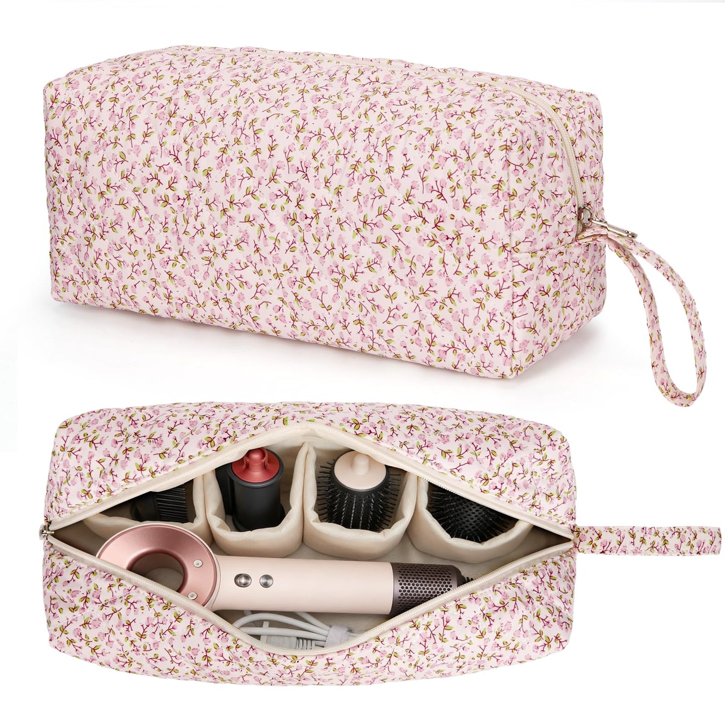 ANKICK Travel Hair Tool Bag Compatible with Dyson Airwrap Carrying Case, Floral Portable Hair Dryer Bag Organizer