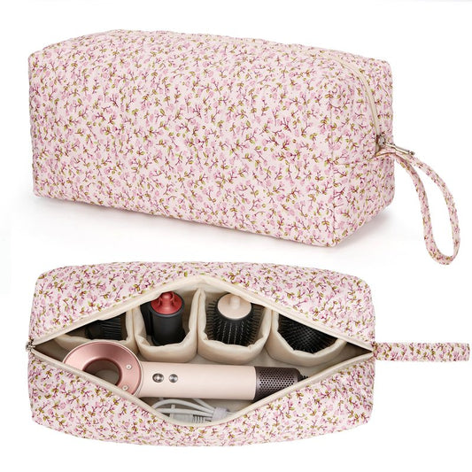 ANKICK Travel Hair Tool Bag Compatible with Dyson Airwrap Carrying Case, Floral Portable Hair Dryer Bag Organizer