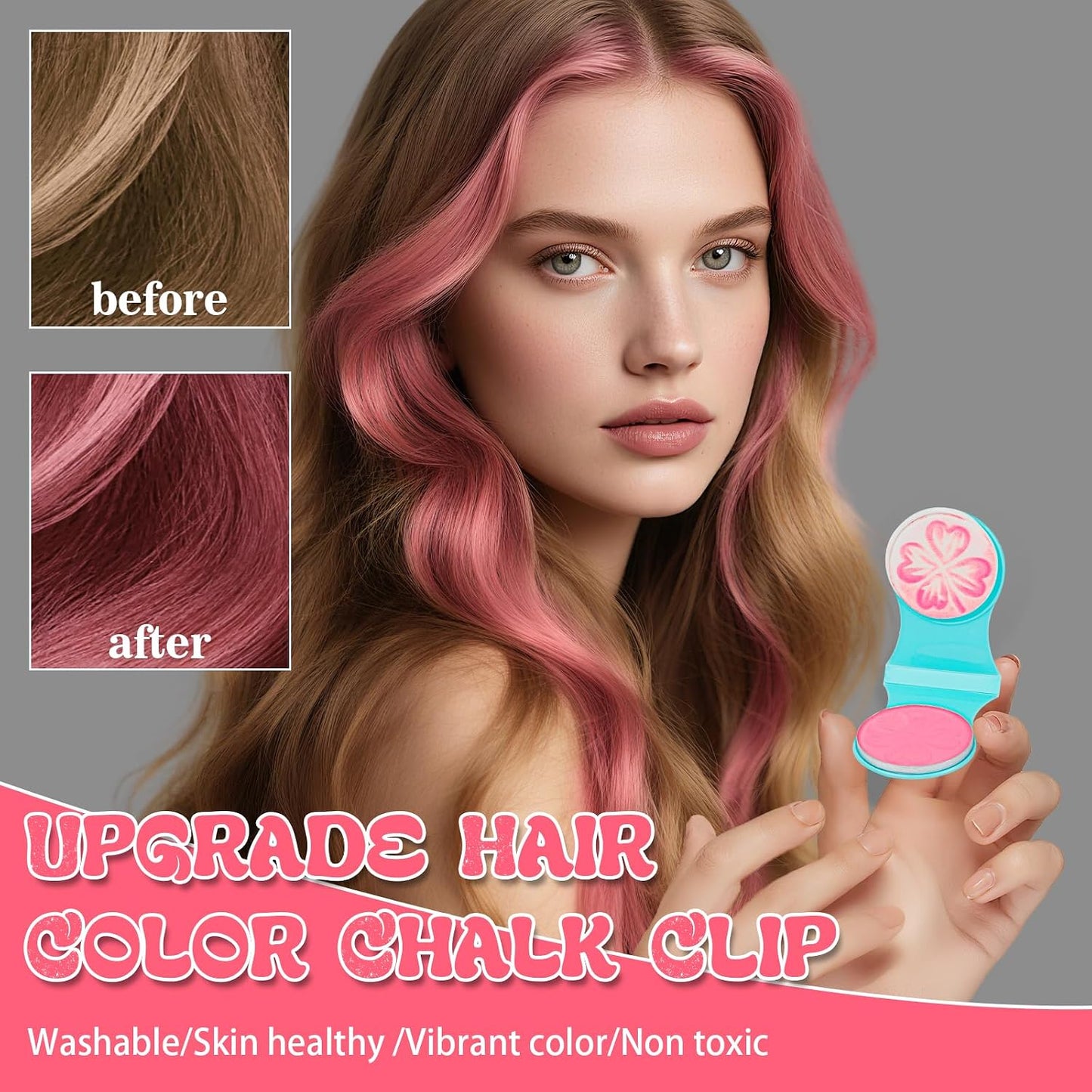 Temporary Hair Chalk - 12 Washable Neon Colors for Kids & Adults | Glow Under UV Light - Perfect for Halloween & Birthday Gifts (Ages 5-12)