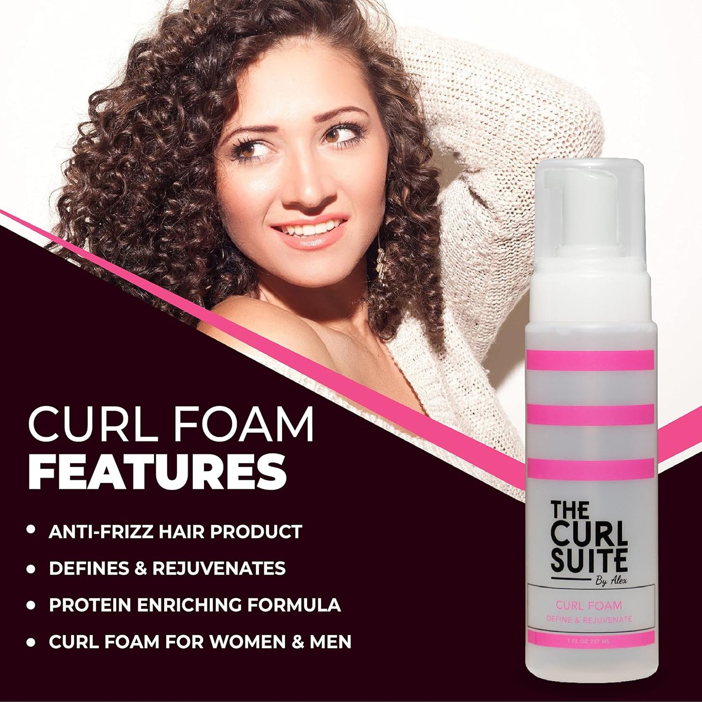 Hydrating Curl Foam - Anti-Frizz Mousse for Frizzy & Wavy Hair | 7 Oz, Volumizing Formula