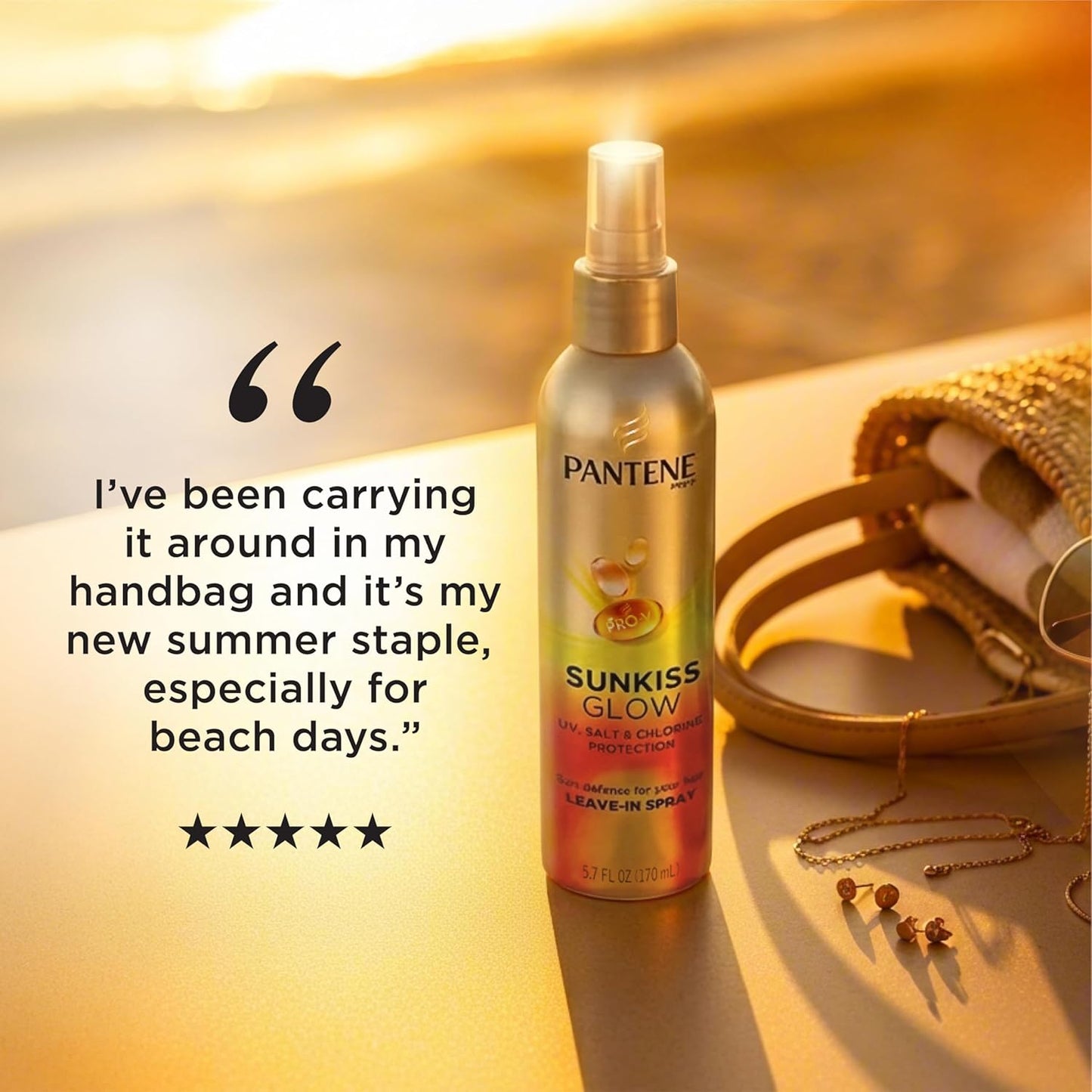 Pantene Sunkiss Glow Multitasking Spray - UV Hair Protection & Damage Repair | 5.7 oz Leave-In Treatment