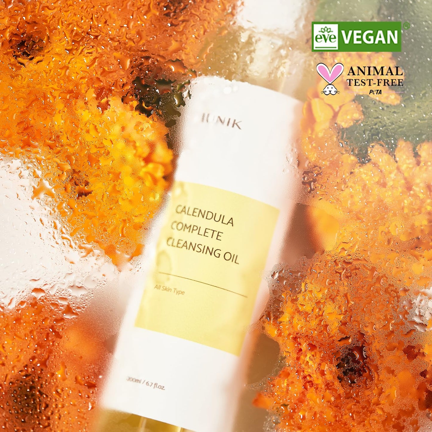 IUNIK Calendula Complete Cleansing Oil | Vegan Jojoba Oil Cleanser for Blackhead Care & Makeup Removal - 200ml / 6.7 fl oz