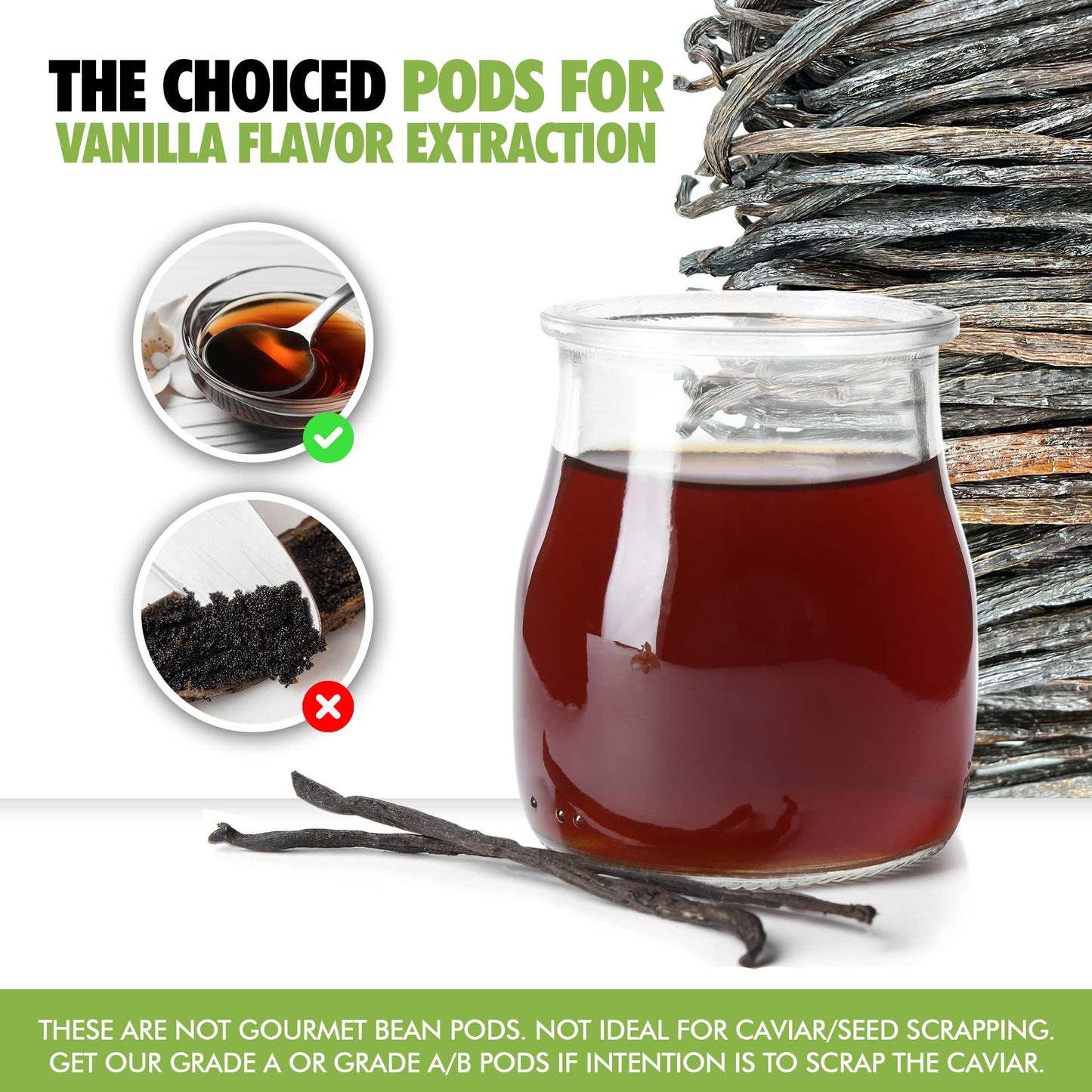 55 Organic Madagascar Vanilla Extract Exclusive Grade B Beans| 4" - 5" by FITNCLEAN VANILLA| Certified USDA Organic. Bulk Dry Whole Bourbon NON-GMO Pods