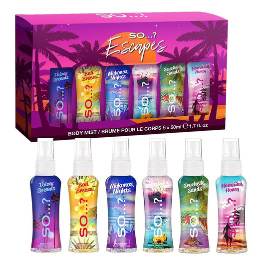 Escapes Body Mist Set - Vegan Women's Perfume Gift Set | 6 Travel Size Fragrances
