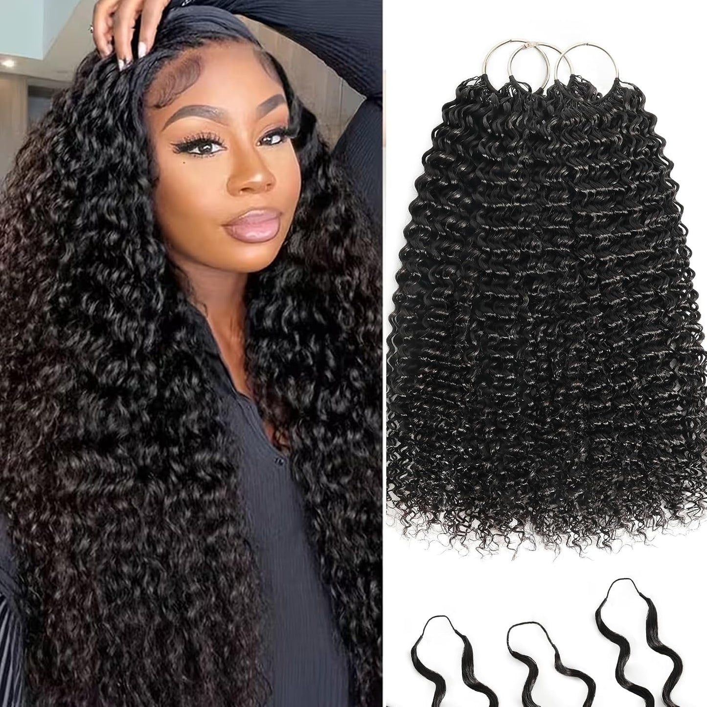 Feather Crochet Hair Extensions - 12 Inch 120g Invisible Miracle Knots for Black Women | Jerry Curly Pre-Separated Natural Black