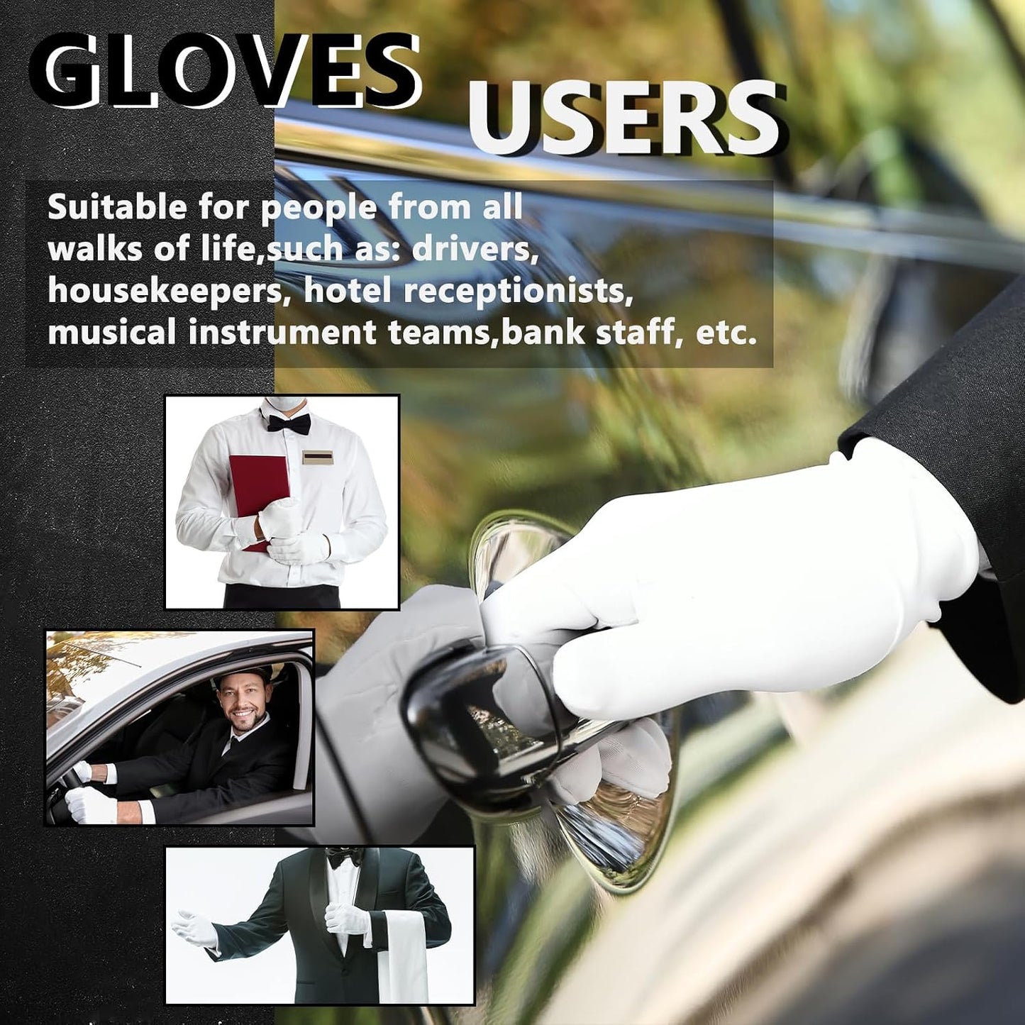 White Cotton Gloves for Men & Women - Soft Dust Protection for Art, Crafting, Eczema, and More | Large Size