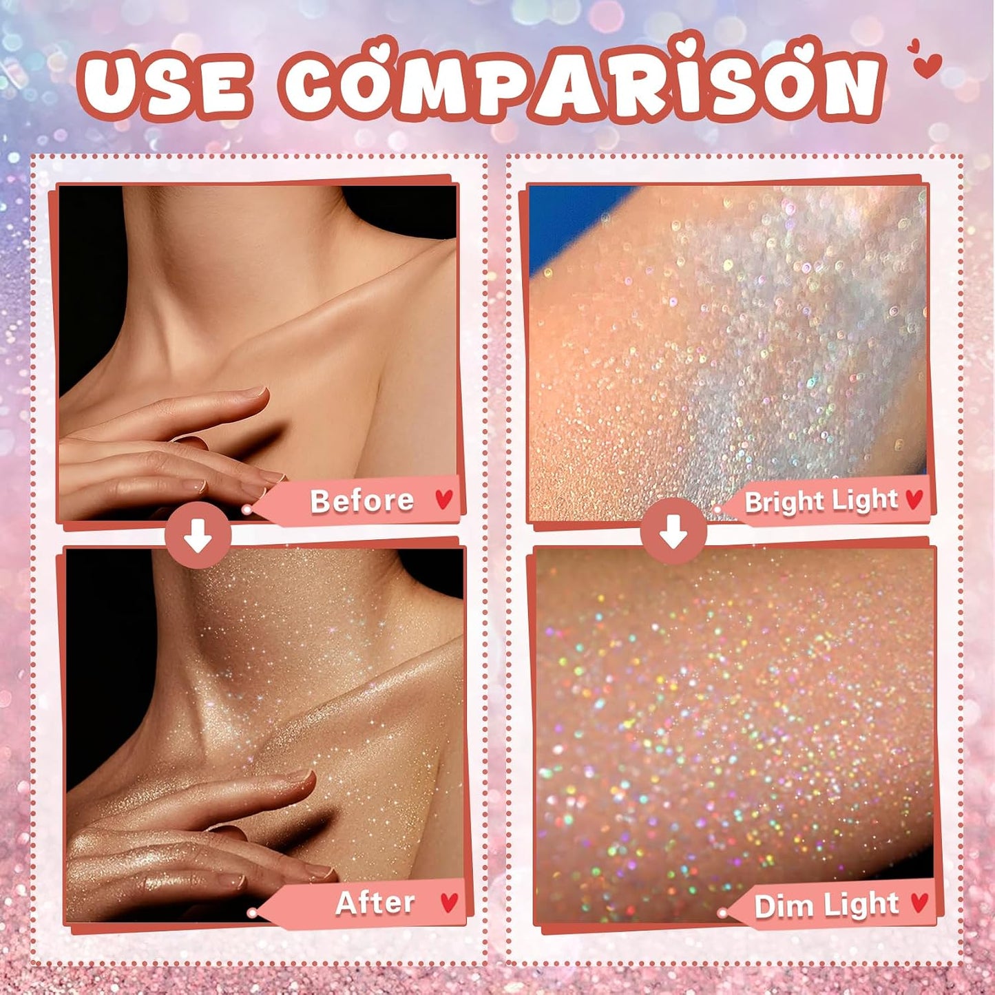 Holographic Body Glitter Spray - Long-Lasting Shimmer Hairspray for Kids & Women | Festival Party Accessory (Rainy Rainbow)