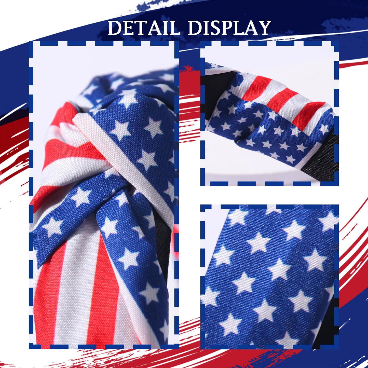 BELSITA 4th of July Headband Patriotic Hair Accessories for Women Girls USA Flag Stars Hair Band Non Slip Wide Knotted Head Band Independence Day Decor Supplies 1 Pcs