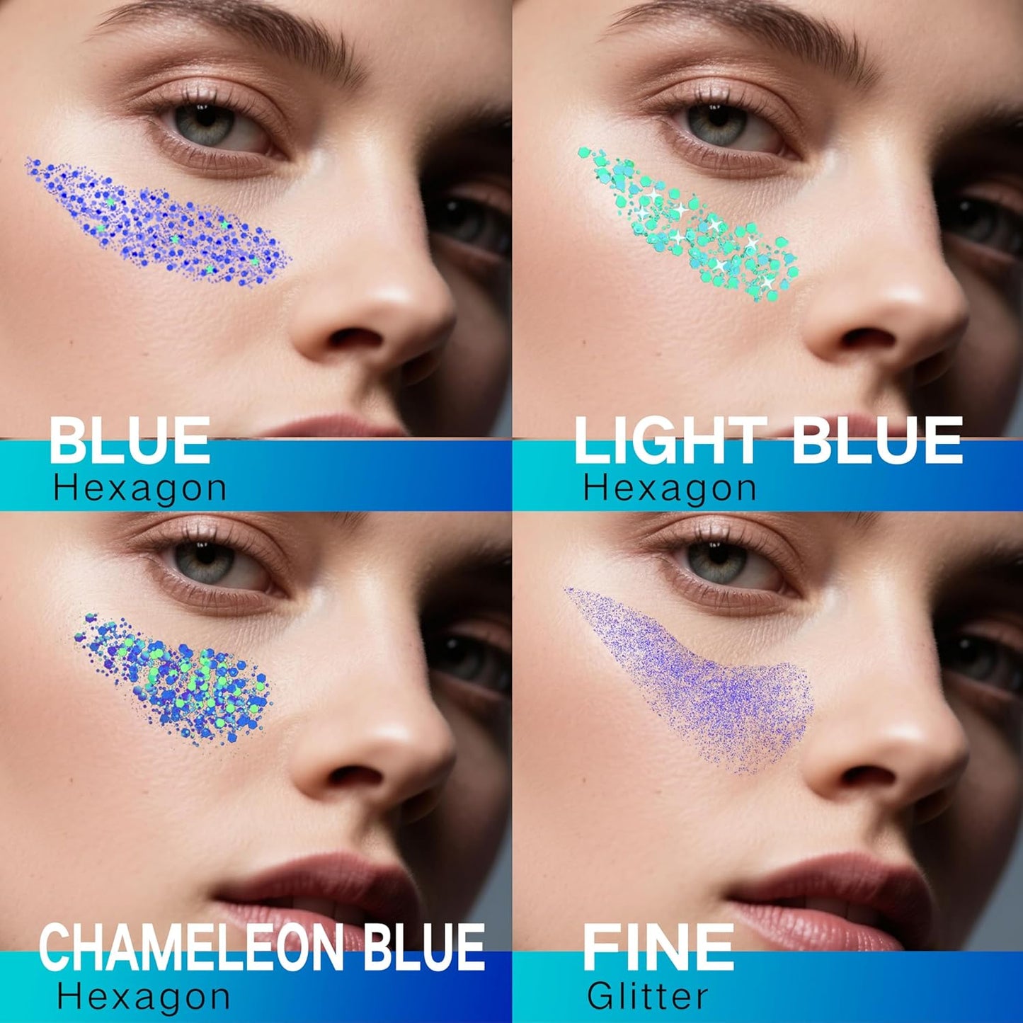 Blue Face Hair Glitter Gel - Holographic Patriotic Royal Blue Body Glitter for 4th of July | 40g