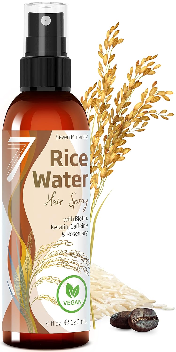 Fermented Rice Water Spray for Hair Growth - Rosemary, Biotin & Caffeine Infused | Vegan, Non-Greasy, 4 fl oz