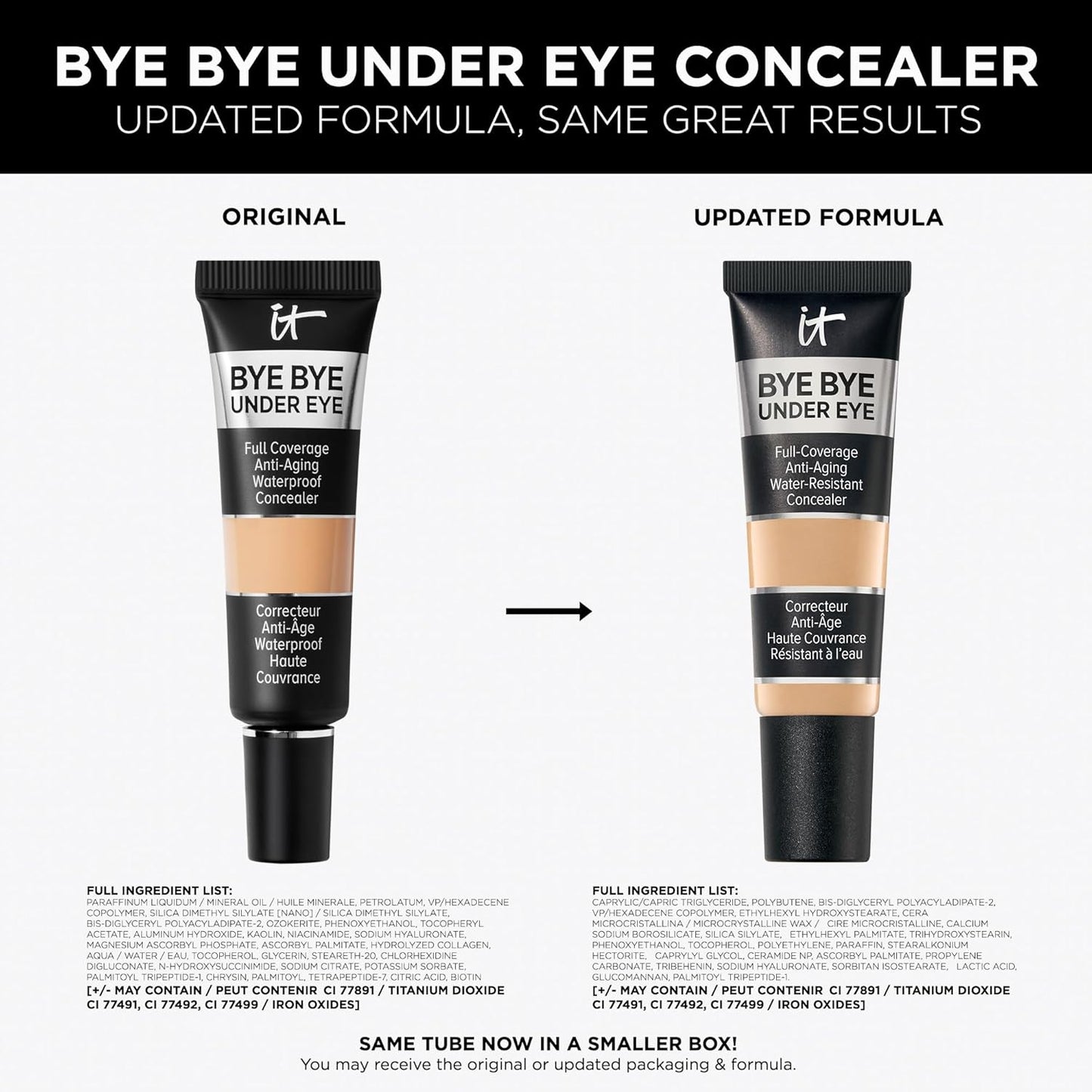 IT Cosmetics Bye Bye Under Eye Concealer - Water-Resistant, 24-Hour Full Coverage for Dark Circles & Fine Lines | 0.4 fl oz