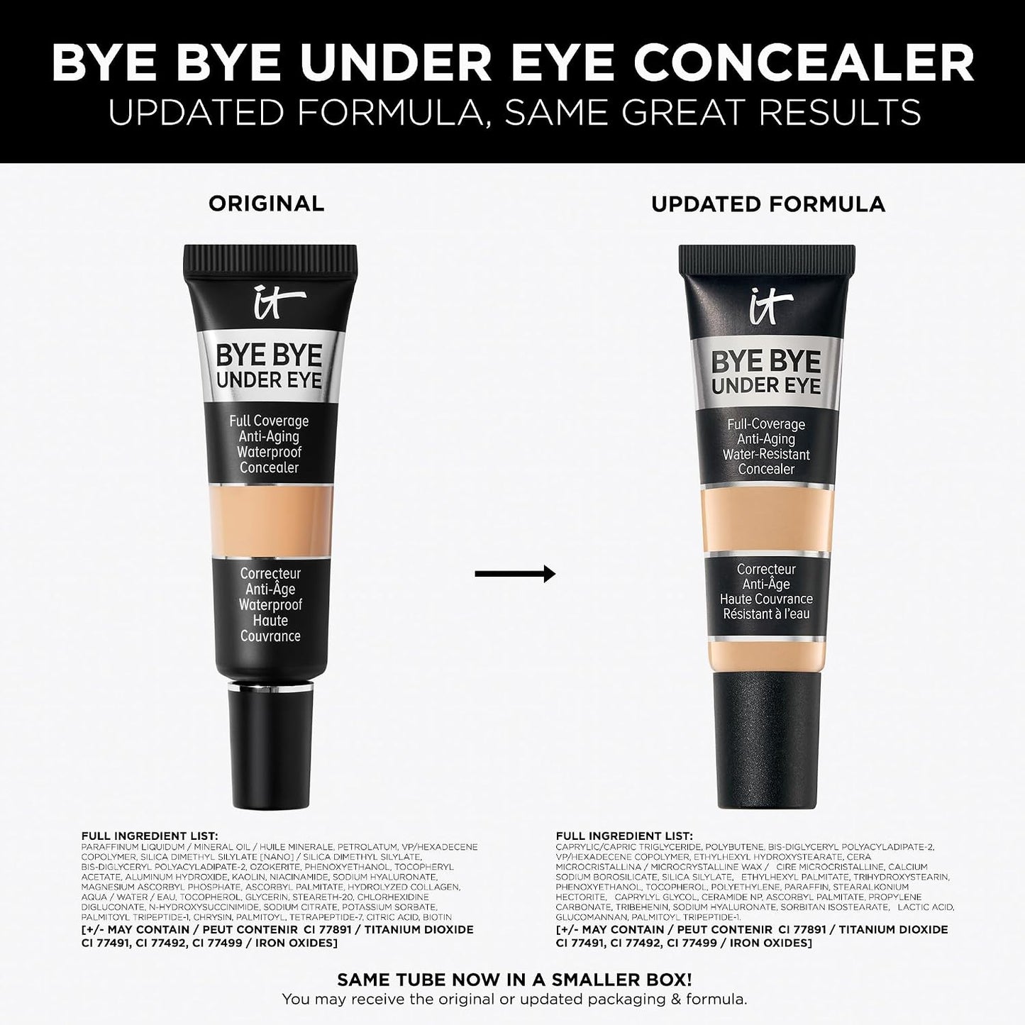 IT Cosmetics Bye Bye Under Eye Concealer - Water-Resistant, 24H Full Coverage for Dark Circles | 0.4 fl oz