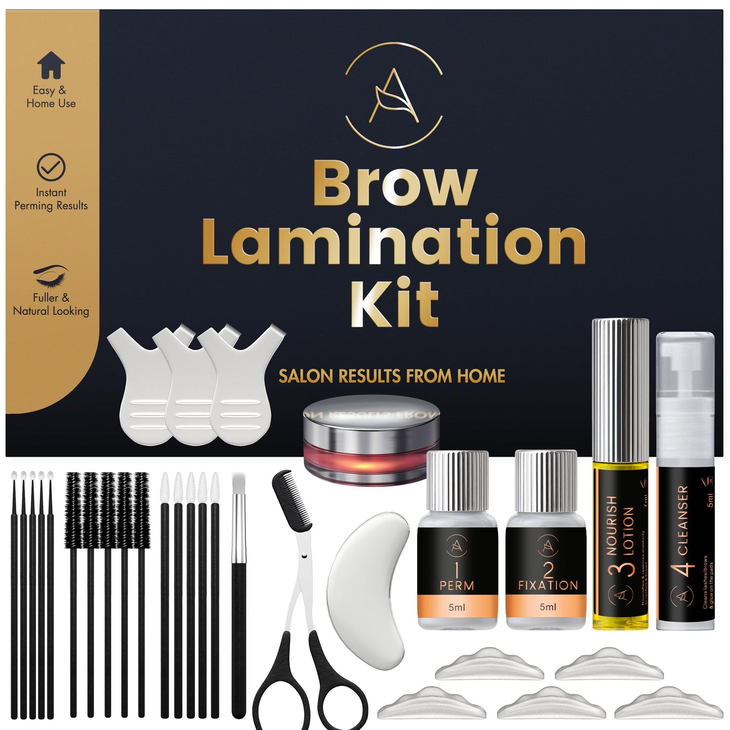 Eyebrow Lamination Kit, At-Home Brow Lift Kit for Beginner/Professional, Includes Instructions, Lasts 6-8 Weeks, 15 Applications, Safe & Effective - ABK1