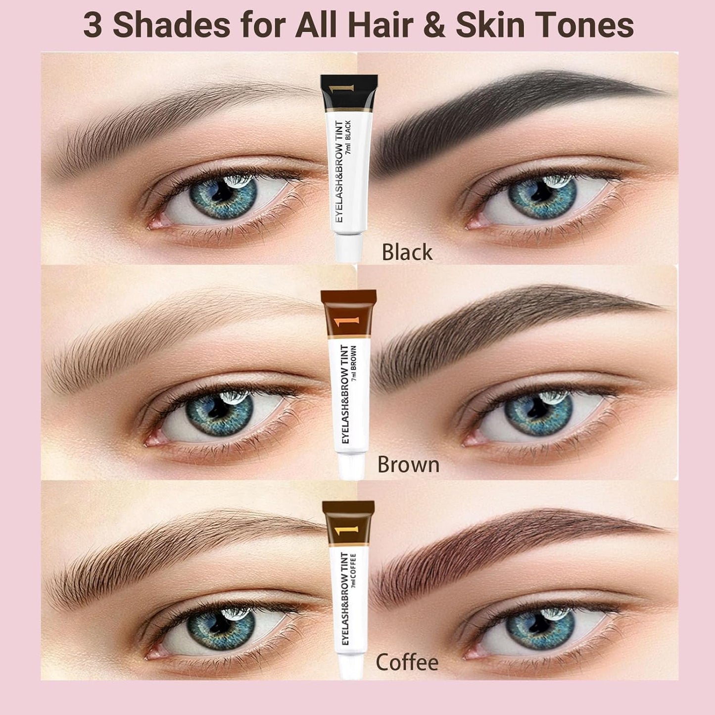 Lash & Brow Color Kit - 2-In-1 Professional Eyelash & Eyebrow Dye | Long-Lasting Results, 7ml (Brown)