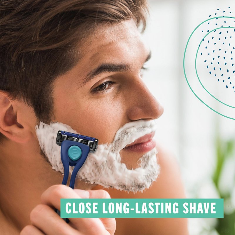 Preserve Shave 5 Five Blade Refillable Razor, Made from Recycled Materials, Neptune Green