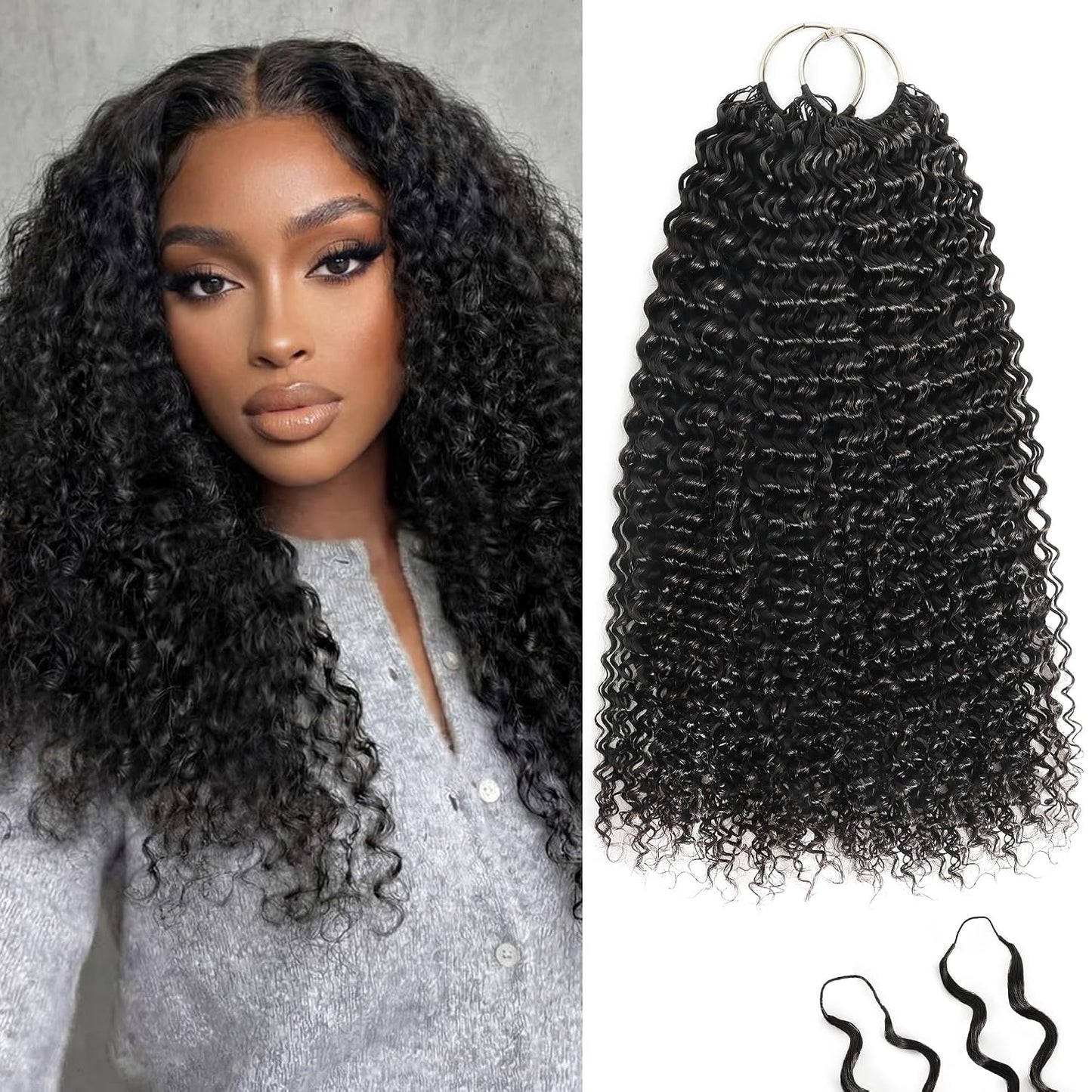 Feather Crochet Hair Extensions - 12 Inch 120g Invisible Miracle Knots for Black Women | Jerry Curly Pre-Separated Natural Black