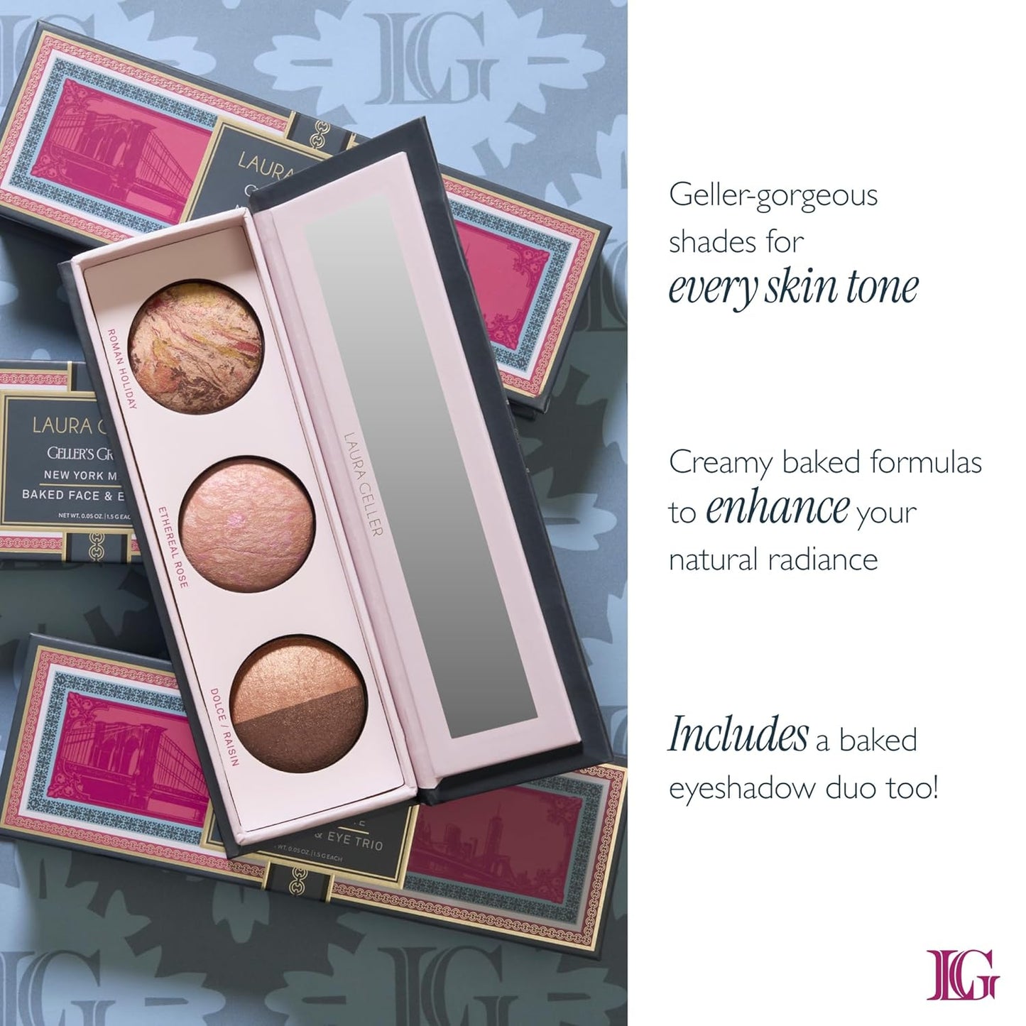 Laura Geller Gellers Greatest Kit - Baked Face & Eye Palette + 4-in-1 Travel Makeup Brush Set