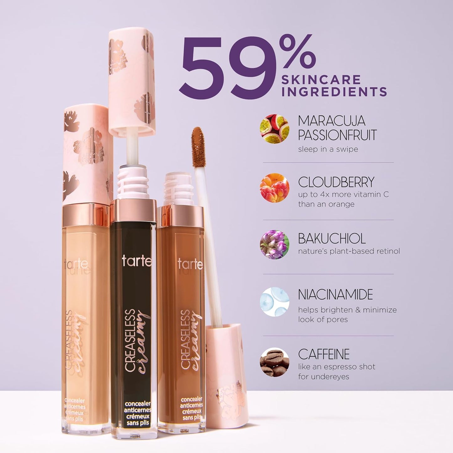 Tarte Creaseless Creamy Full-Coverage Concealer - Waterproof, Hydrating Formula with Vitamin E & Niacinamide | Covers Dark Circles & Blemishes