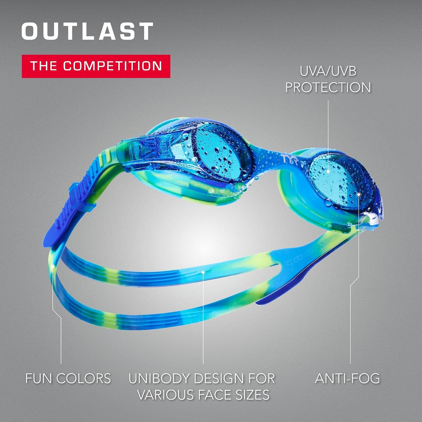 Swimple Tie-Dye Kids' Swim Goggles - Comfortable Fit & UV Protection | Adjustable Strap