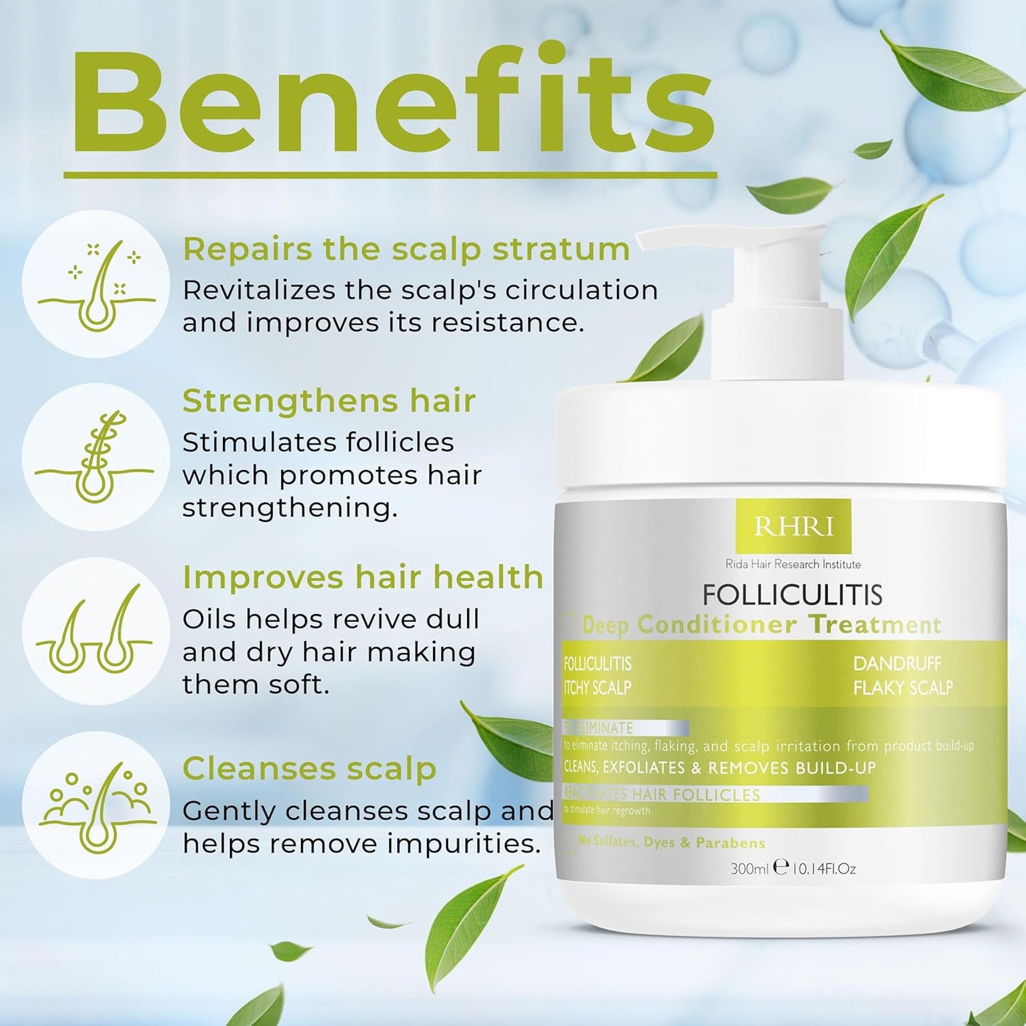 Deep Conditioner for Folliculitis - Effective Scalp Treatment for Seborrheic Dermatitis & Dandruff | Nourishes Oily Hair & Promotes Hydration