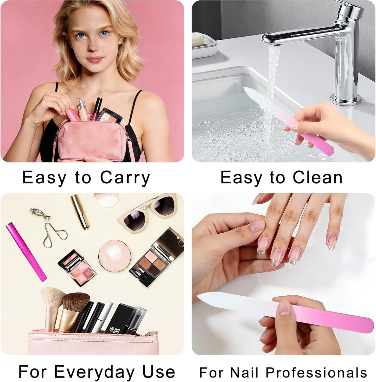 Glass Nail File Set - Double-Sided Crystal Files with Case | 6 Colors for Women & Girls