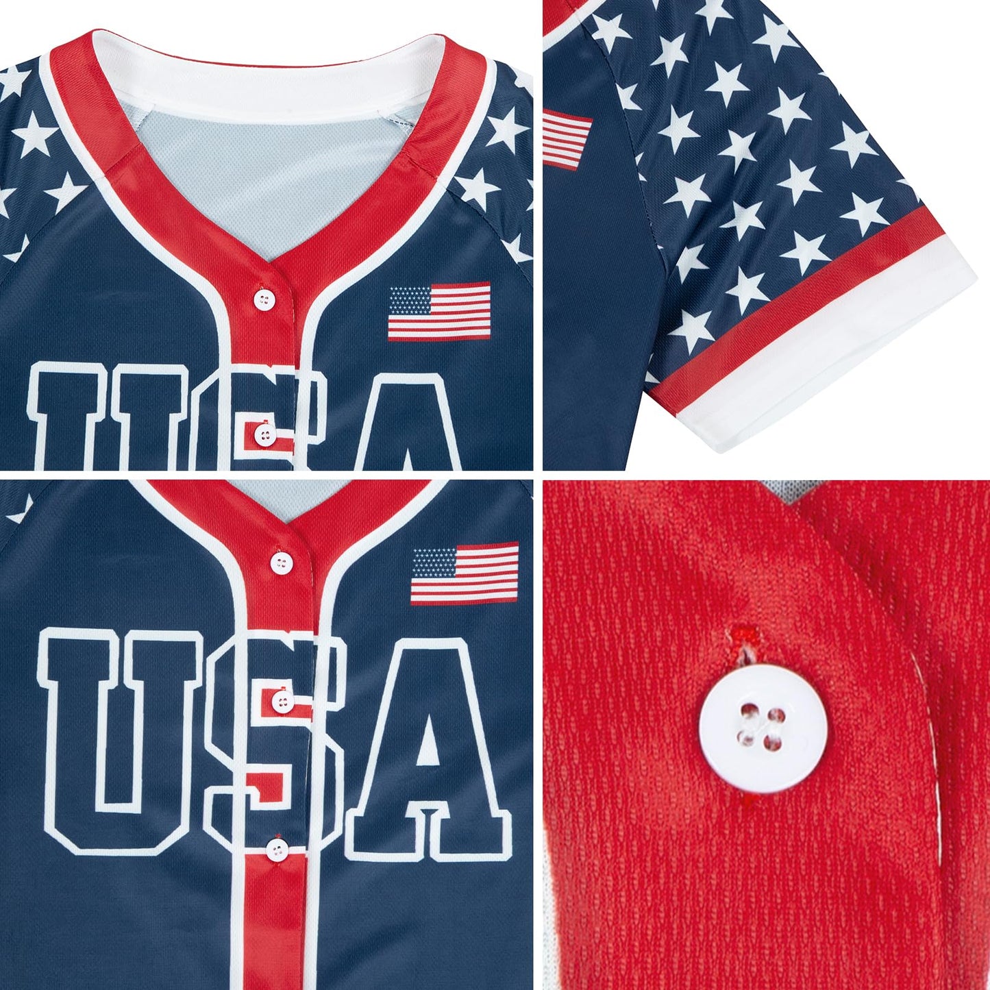 JINTING Womens 250th Anniversary USA Jerseys - 4th of July Button Down American Flag and Star Patriotic Baseball Shirt