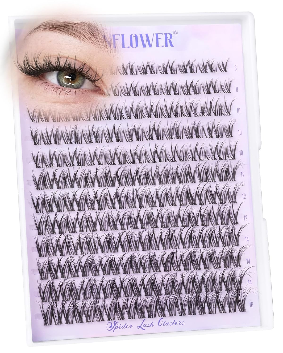 Natural Lash Clusters Kit - Wispy C Curved Eyelash Extensions | 8-16mm Individual Lashes with Bond & Tweezers