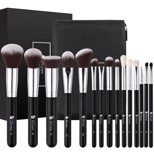 DUcare Makeup Brushes with Travel Bag 15Pcs Makeup Brush Set