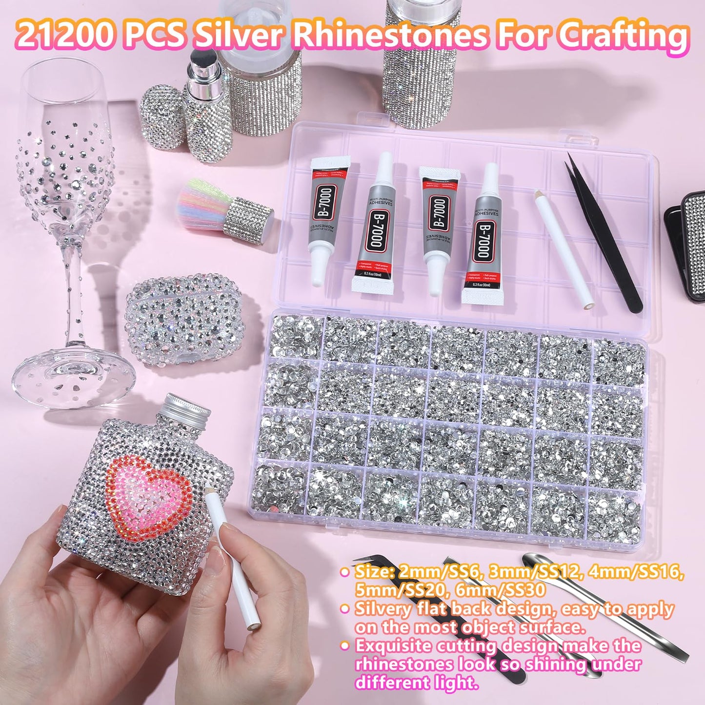 FANDAMEI 51200Pcs Bedazzling Kit, Rhinestones for Bedazzling,Rhinestone Kit