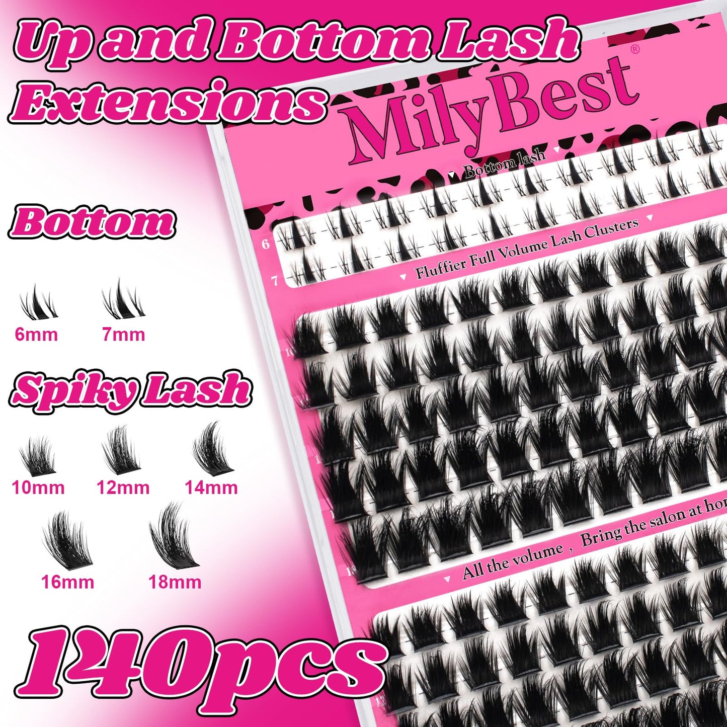 Rozen Lash Clusters Kit with Spikes Manga Wispy Eyelash Clusters Bottom Lashes 10-18mm Fairy Anime Individual Lashes Fluffy Lash Extension Kit Waterproof Bond and Seal Volume Eyelashes by MilyBest