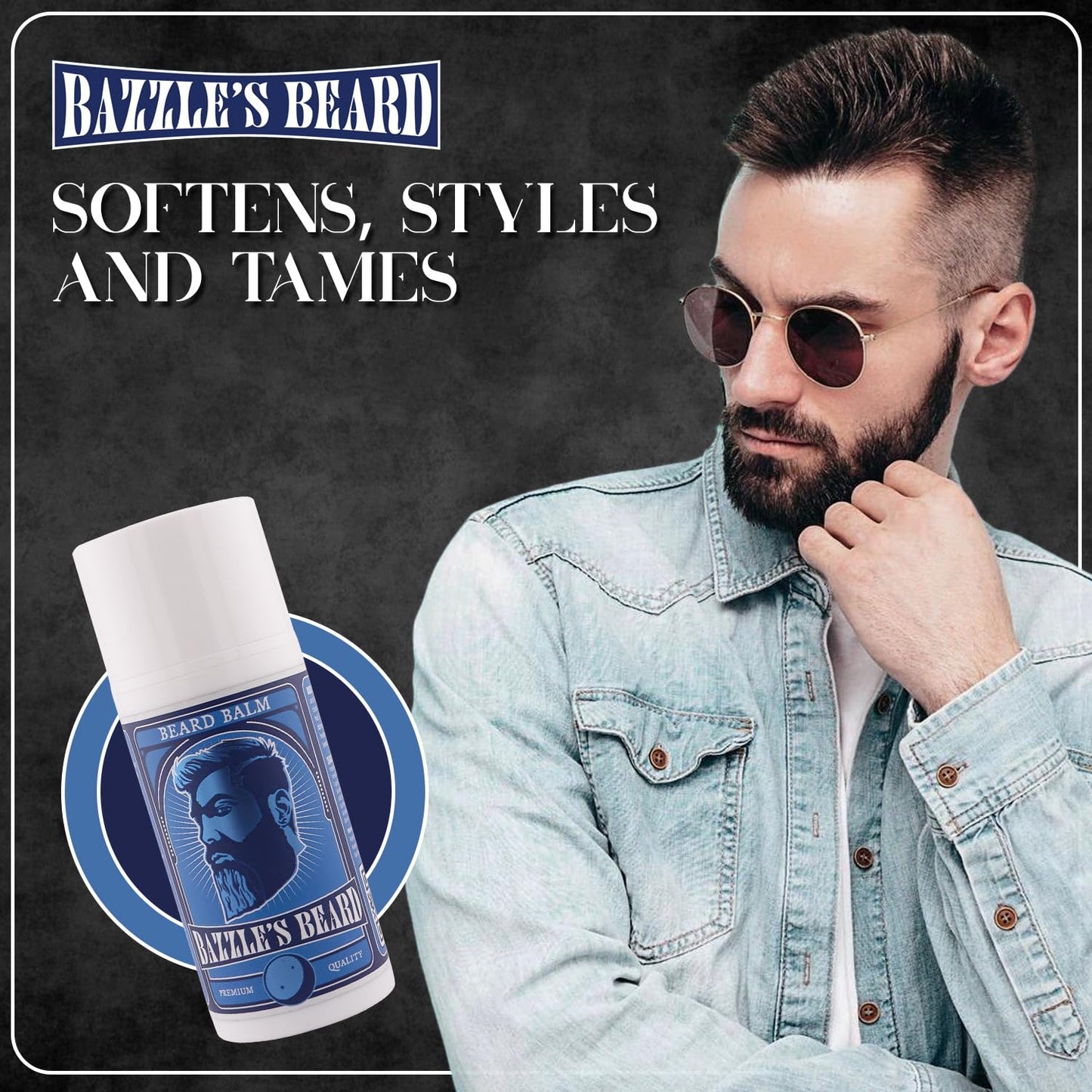 Bazzle's Beard Balm – Gentle Hold & Soft Texture Beard Growth Kit for Men Infused with Shea, Jojoba & Biotin for Healthy Hair Growth & Hydration, Ideal Mustache Care Product for Nourishing Facial Hair