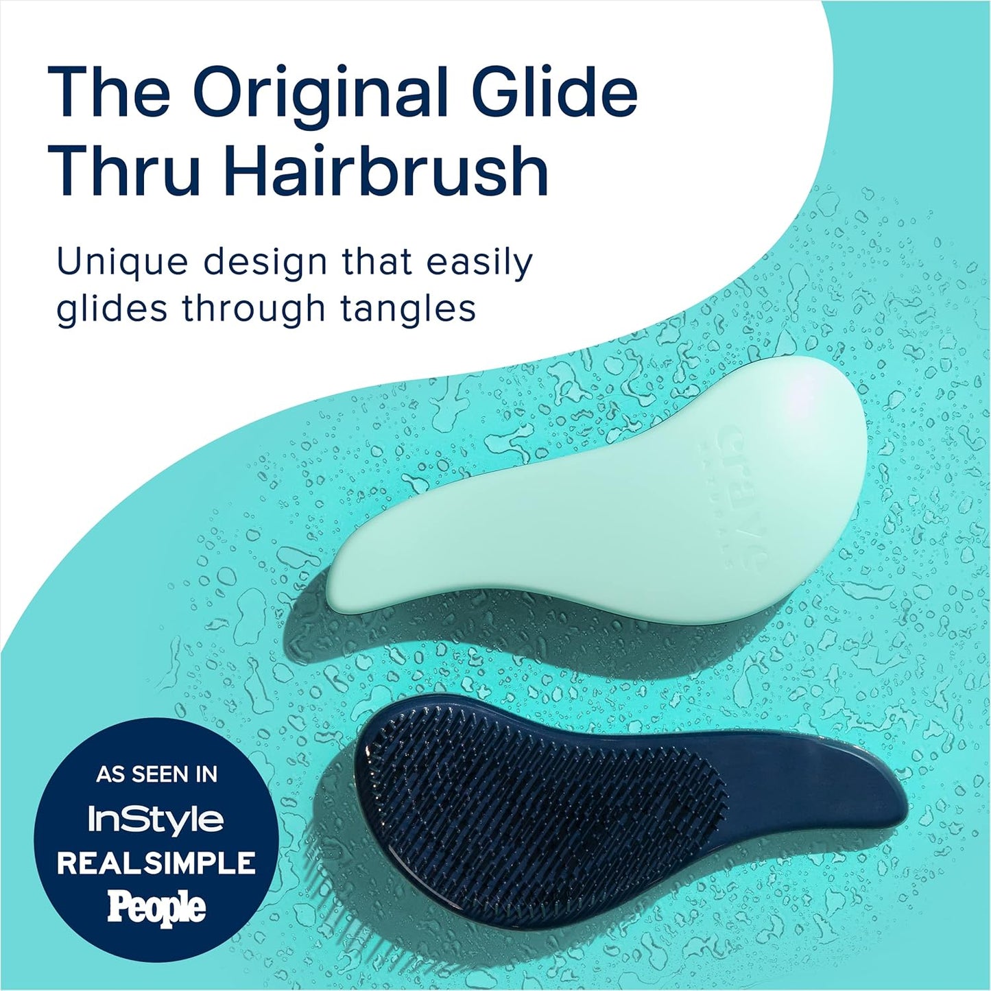 Glide Thru Detangling Hairbrush - Effortlessly Untangles Wet, Dry & Damaged Hair | Gentle Styling Tool for All Ages - 7.5 x 3 in, Turquoise