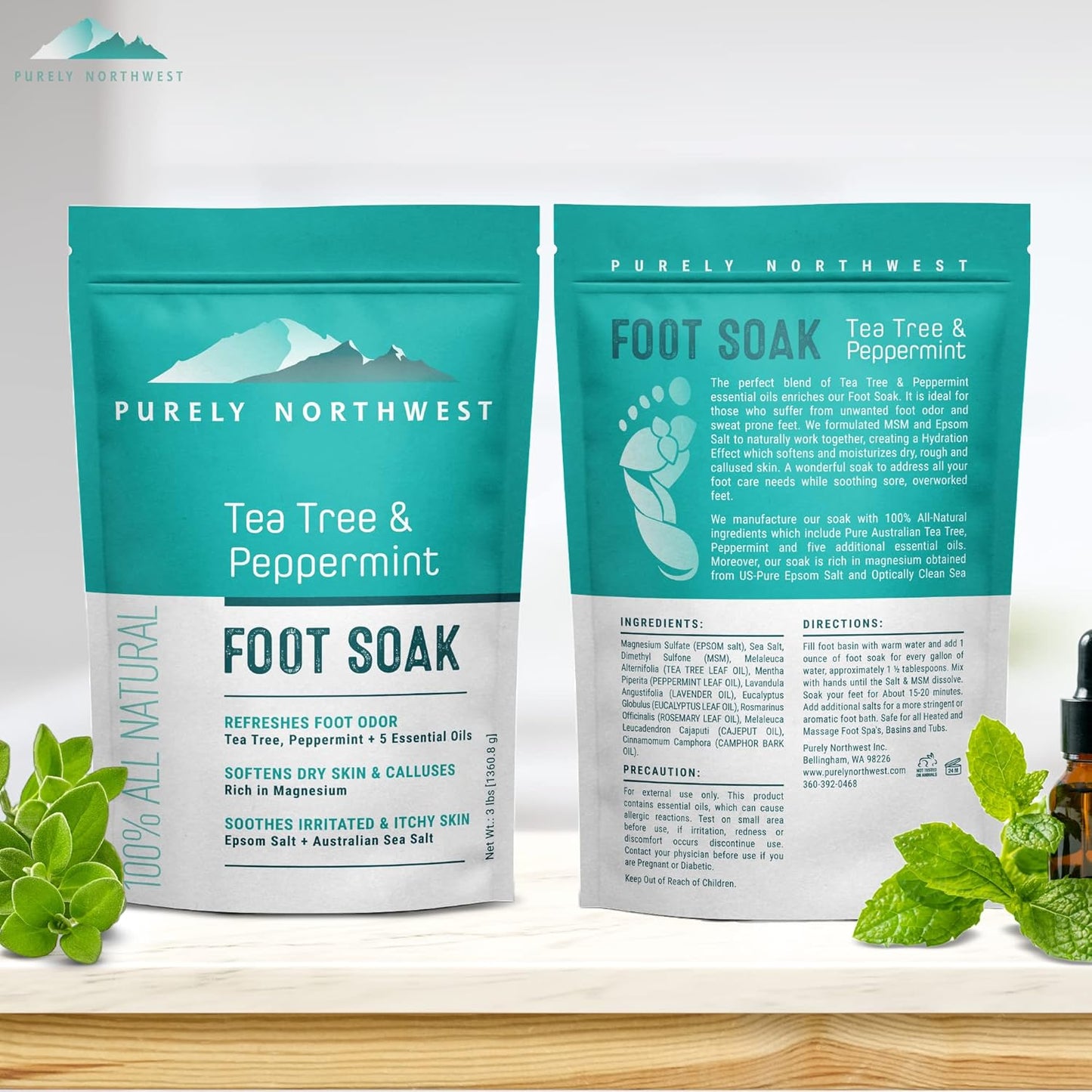 Tea Tree & Peppermint Foot Soak | Epsom Salt & MSM for Odor Relief, Itching & Dry Skin - 1 lb