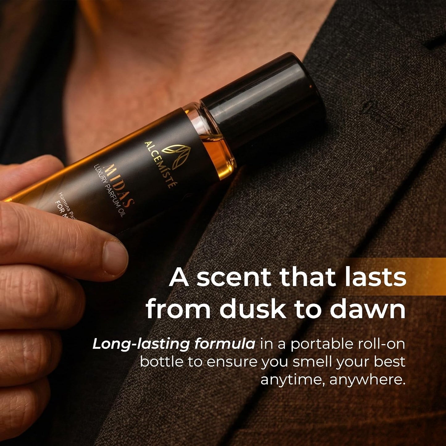 Pheromone Cologne For Men - Oil-Based Rollerball Perfume | Travel Size, Long-Lasting Amber, Wood & Musk Scent (0.34 oz)