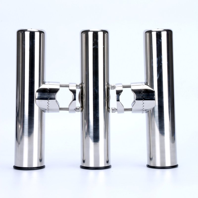 Amarine Made Boat 4pcs Fishing Rod Holder, Stainless Rail Mount Clamp on Rod Holder, Adjustable Fishing Pole Holder for Rails 7/8" to 1"