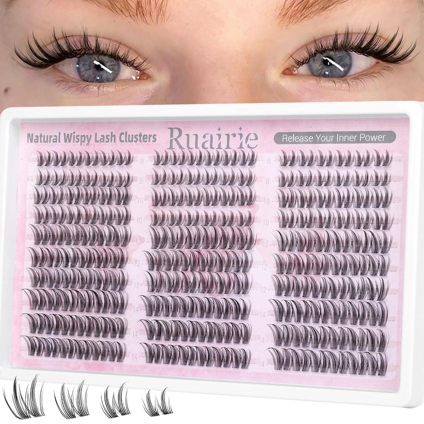 Manga Lash Clusters - Natural Wispy Eyelash Extensions | C-Curl 8-14mm, 180pcs DIY Kit