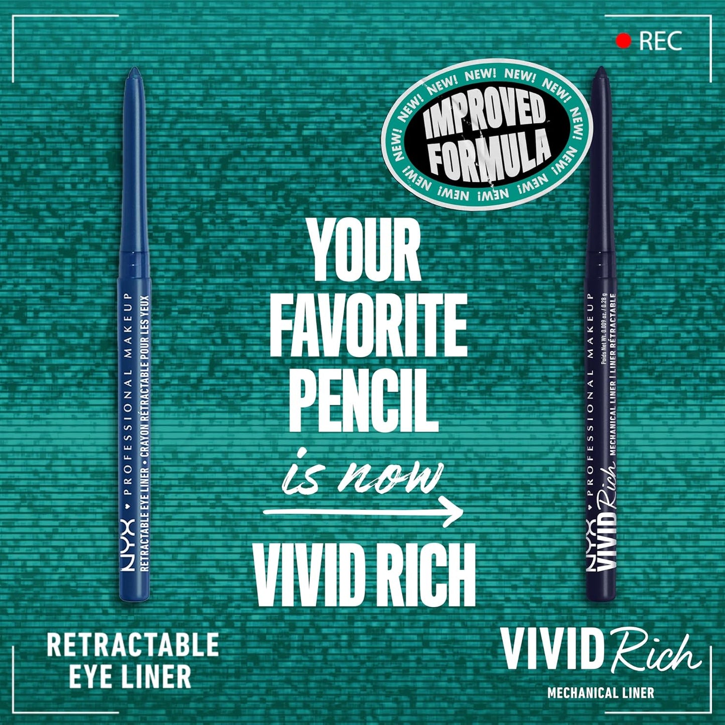 NYX Mechanical Eye Pencil - Vivid Deep Blue Retractable Eyeliner | Creamy Formula, Sapphire Bling
