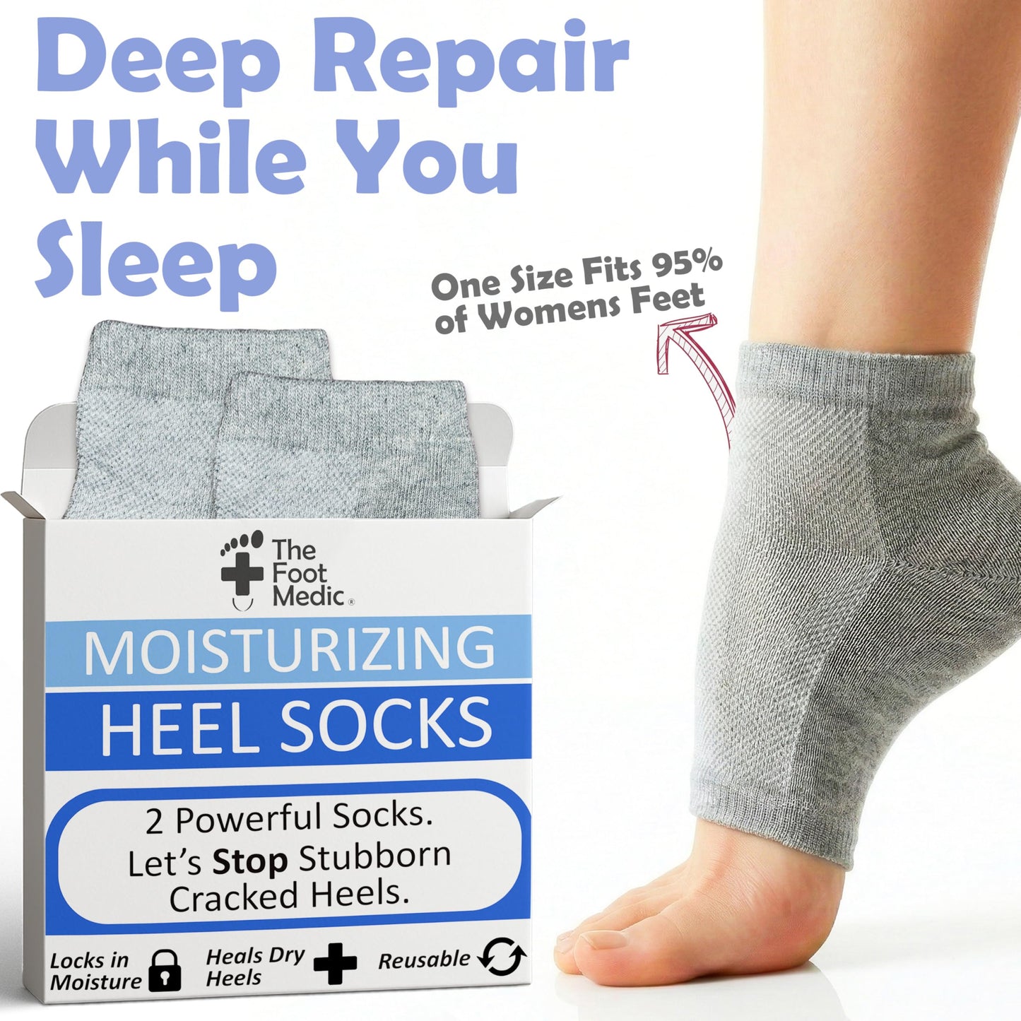 Moisturizing Socks for Cracked Heel Treatment: Socks for Cracked Heel Repair, Silicone Toeless Socks, Spa Gel Socks for Dry Cracked Feet Women, Lotion Moisture Pedicure Socks